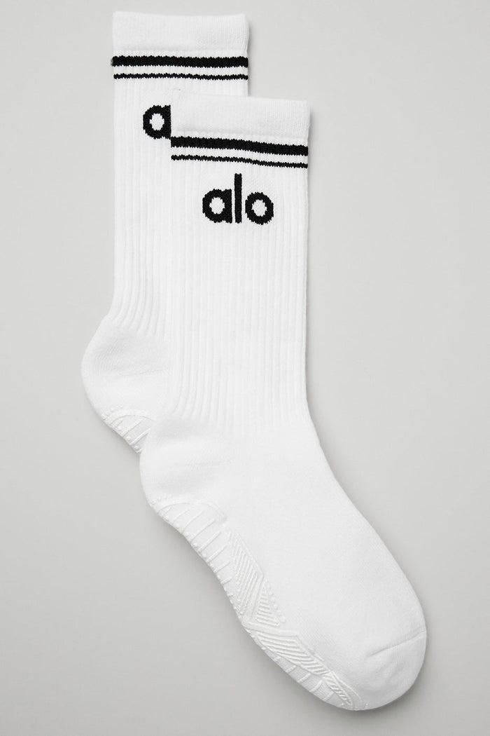 Chaussette Throwback Barre Femme - Blanc/Noir