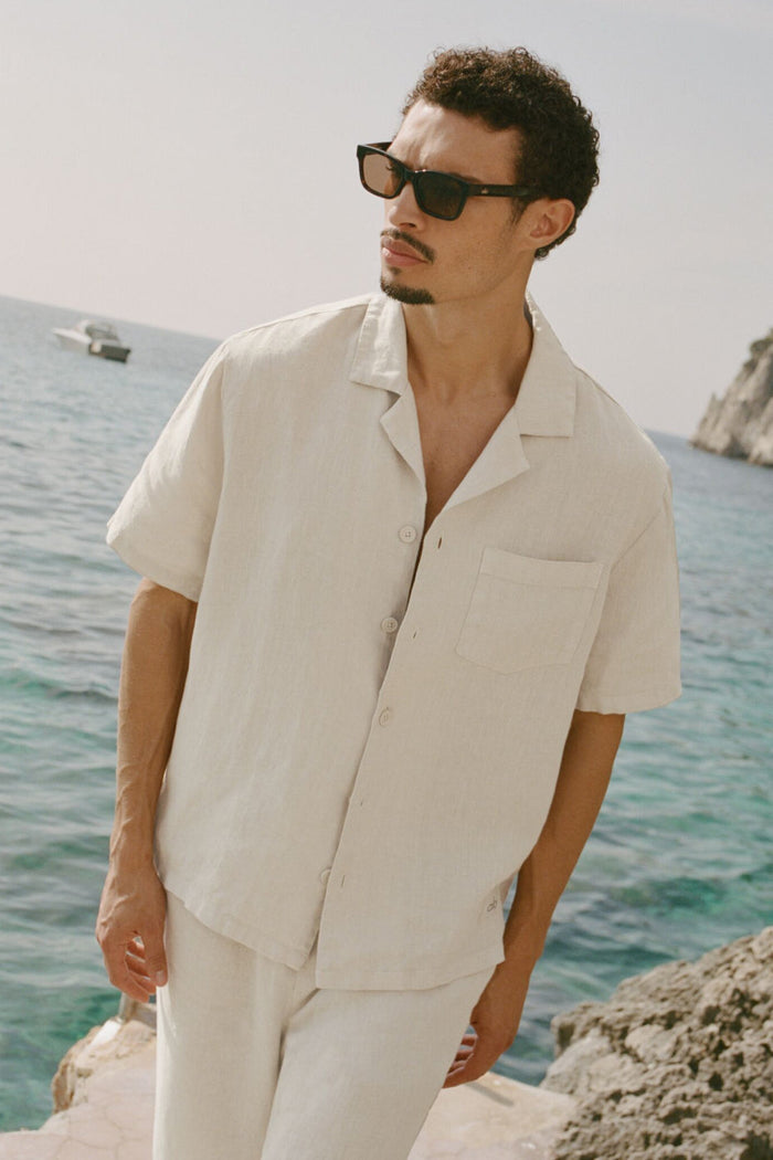 Chemise Manches Courtes Boutonnée Linen Days - Os Cassé