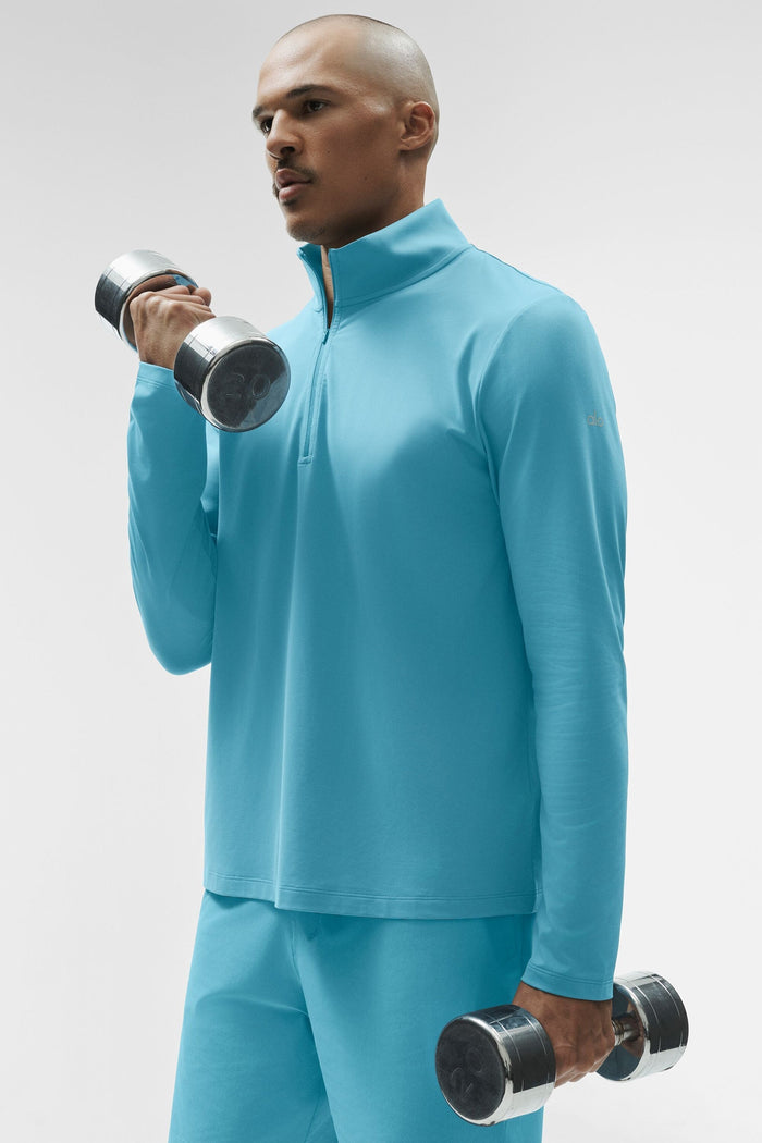 Manches Longues Conquer Reform Zip 1/4 - Bleu Brise