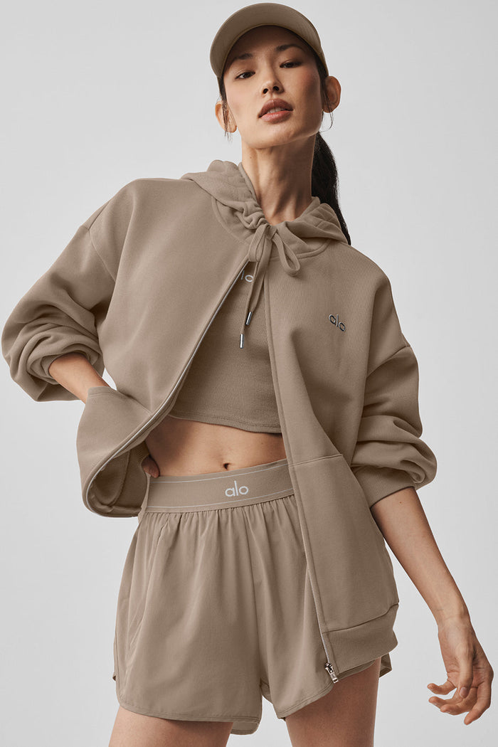 Sweat Zippé à Capuche - Gravier